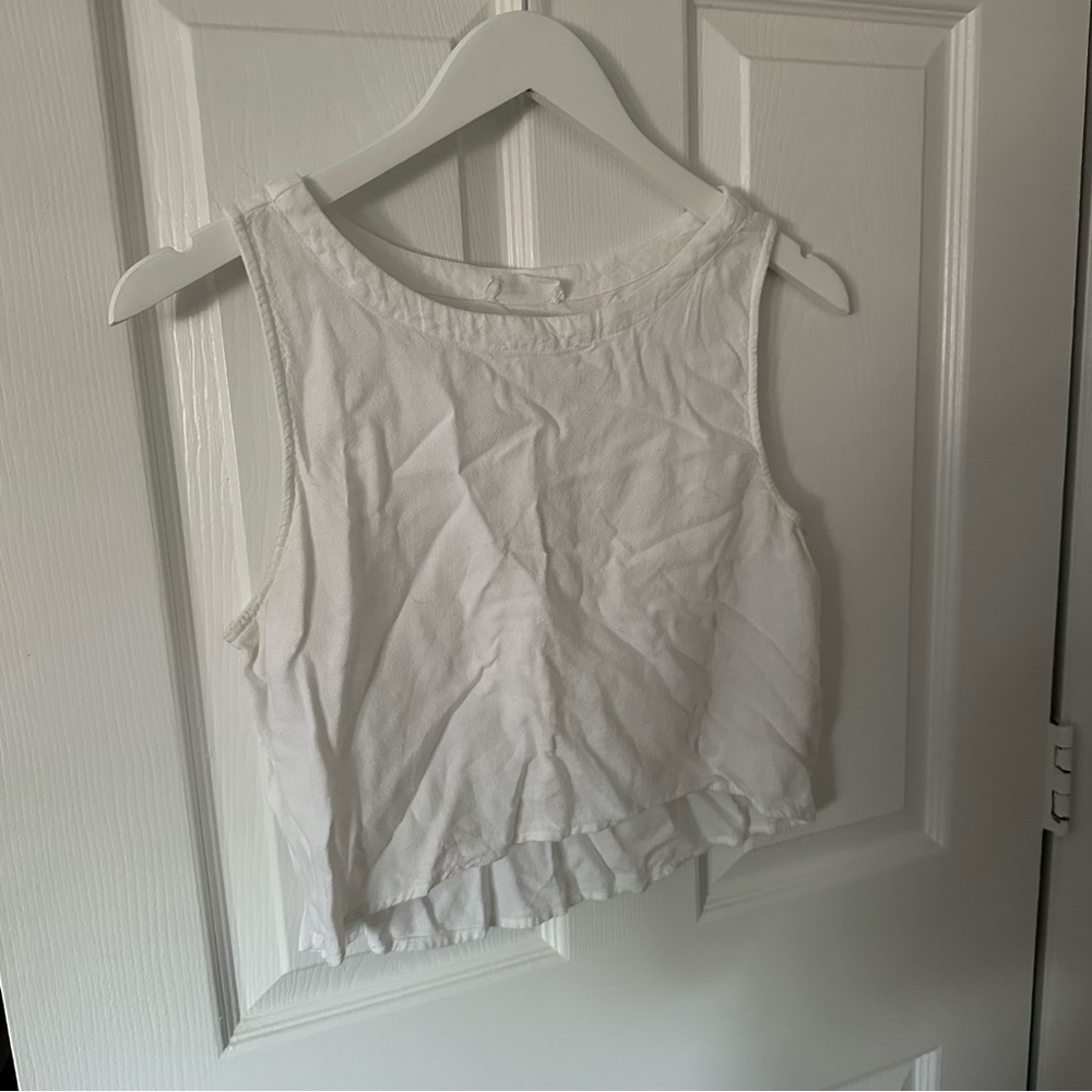 White Sleeveless Crop Top